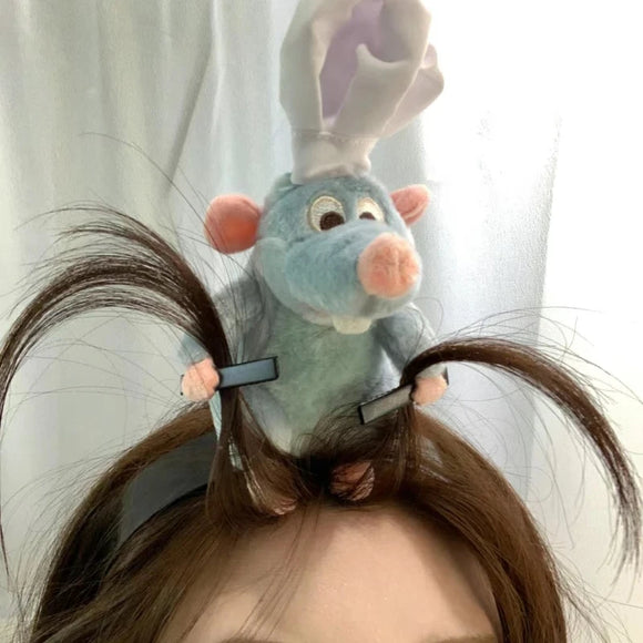 Disney Ratatouille Hairband Kawaii Cartoon Cute Plush Doll Headband Wide-Brimmed Hairpin