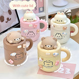 Kawaii Bear Coffee Thermal Cup Insulated Tumbler For Hot Cold Drinks