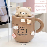 Kawaii Bear Coffee Thermal Cup Insulated Tumbler For Hot Cold Drinks