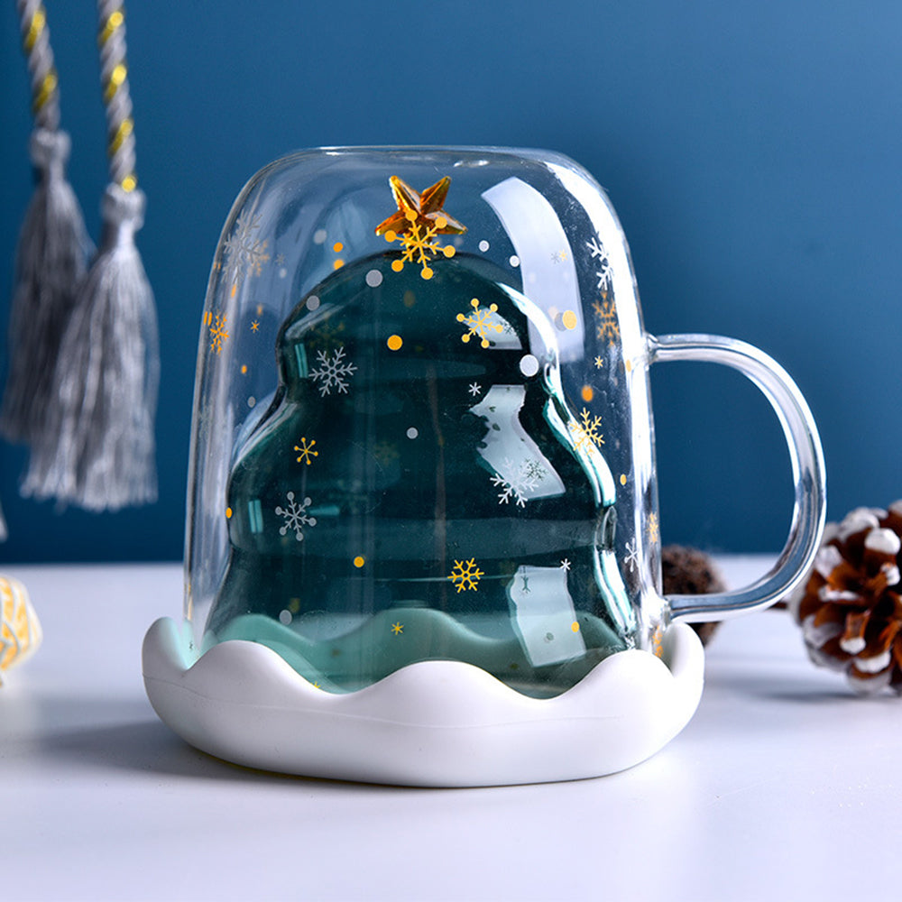 Christmas Tree Glass Household Double wall Heat Insulated Coffee
