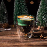 Christmas Tree Insulated Glass Coffee Mug