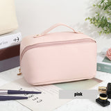Large-Capacity Travel Cosmetic Bag Portable Leather Makeup Pouch