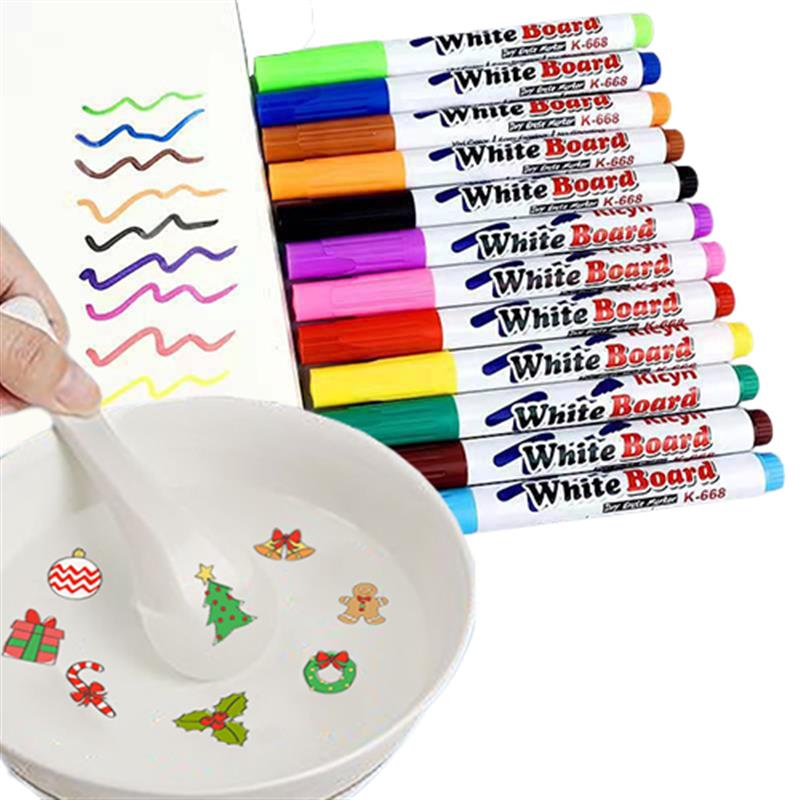 KENTELLY Water Floating Pens For Kids 12pcs Colorful Magical  Water Painting Pen Plastic Nib Sketch Pens 