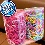 200PCS Women Girls Colorful Nylon Elastic Hair Bands