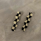 12 sets Women Elegant Black White Checkerboard Geometric Hairpins