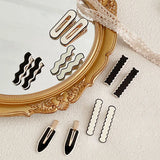 12 sets Women Elegant Black White Checkerboard Geometric Hairpins
