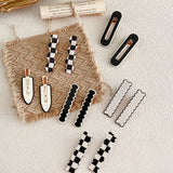 12 sets Women Elegant Black White Checkerboard Geometric Hairpins