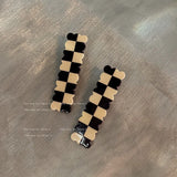 12 sets Women Elegant Black White Checkerboard Geometric Hairpins