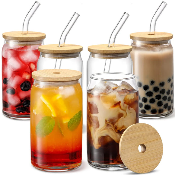 350ml/550ml Glass Cup With Lid