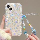 3D Flower Love Heart Hang Chain Soft Case For IPhone