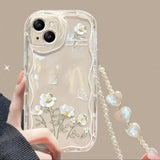 3D Flower Love Heart Hang Chain Soft Case For IPhone