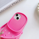 3D Funny DIY Holes Crocs Toes Charms Slippers Summer Soft Silicone Phone Case