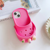 3D Funny DIY Holes Crocs Toes Charms Slippers Summer Soft Silicone Phone Case