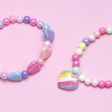 3pcs Girls Heart Charm Beaded Bracelet