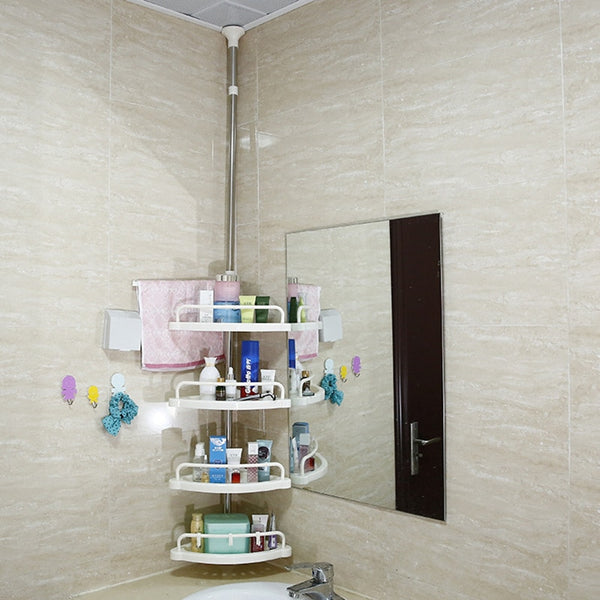 Tebru 4-Tier Bathroom Corner Shelf, Height Adjustable Telescopic Shower  Shelf Shower Corner Rack 