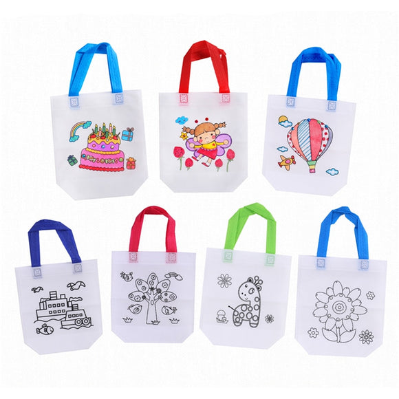 DIY Graffiti Bag with Markers Handmade Painting Non-Woven Bag for Children Arts