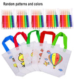 DIY Graffiti Bag with Markers Handmade Painting Non-Woven Bag for Children Arts