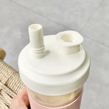 500ML Cute Pearl Milk Tea Straw Plastic Water Bottle With Cup Cover