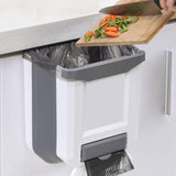 Kitchen Trash Can Plastic Collapsible 2 Gallon Wall Mounted for Cabinet Door Hanging Garbage Bin White