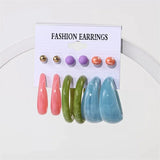 6pcs/set Acrylic Resin Earrings for Women  Candy Color Chain Tassel