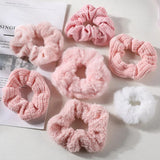 7 Pcs/Set Women Hair Scrunchies Set Plush Solid Hair Band for Girls