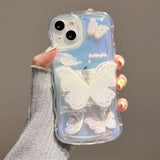 Bling 3D laser Butterfly Holder Soft Case For iPhone