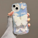 Bling 3D laser Butterfly Holder Soft Case For iPhone