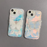 Bling 3D laser Butterfly Holder Soft Case For iPhone