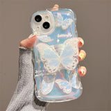 Bling 3D laser Butterfly Holder Soft Case For iPhone