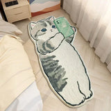 Cartoon Bedside Rug Cat Carpet Fluffy Cat Mat Irregular Floor Mat for Living Room