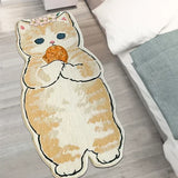 Cartoon Bedside Rug Cat Carpet Fluffy Cat Mat Irregular Floor Mat for Living Room