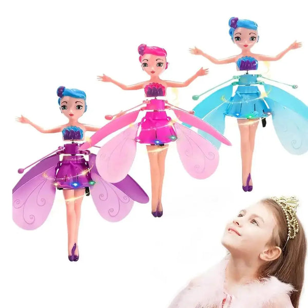 Creative Princess Doll Flying Toy Induction Aircraft Hand Control Drone ...