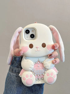 Cute 3D Plush Ear Rabbit Suitable For 15 Phone Cases