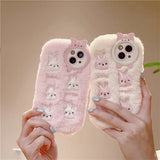 Cute Cartoon Plush Bunny Case For iPhone 14 15 Pro Max 11 12 13 Pro Max Soft Protective Cover