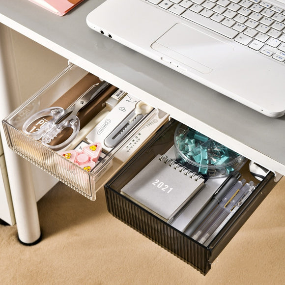 Drawer type Storage box under Desk Punch free Self Stick desktop Organizer Invisible Office Stationery sundry storage drawer