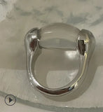 New Design Sense Lava Texture Gemstone Open Ring Oval Transparent Stone Wide Version Women Ring