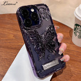 Glitter Butterfly Gradient Stand Case for iPhone