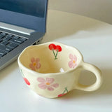 Hand Pinched Irregular Flower Ceramic Mugs Coffee Cups