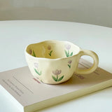 Hand Pinched Irregular Flower Ceramic Mugs Coffee Cups