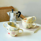 Hand Pinched Irregular Flower Ceramic Mugs Coffee Cups