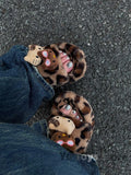 Hello Kitty Sanrio Leopard Print Plush Slipper Sanrio Autumn And Winter Spicy