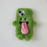 INS Couple Fur Monster Kiss Tongue Case For iPhone