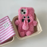 INS Couple Fur Monster Kiss Tongue Case For iPhone