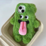 INS Couple Fur Monster Kiss Tongue Case For iPhone