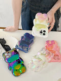 Ins Cute 3D Aurora Cartoon Bear Case For iPhone