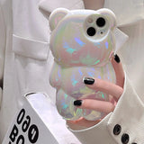 Ins Cute 3D Aurora Cartoon Bear Case For iPhone