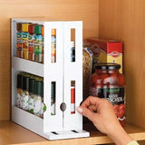 Kitchen Spice Organizer Rack Multi-Function Rotating Storage Shelf Slide Kitchen Cabinet Cupboard Organizer