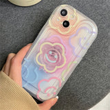 Cute Gradient Flower Holder Stand Clear Phone Case