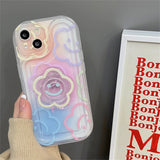 Cute Gradient Flower Holder Stand Clear Phone Case