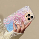 Cute Gradient Flower Holder Stand Clear Phone Case